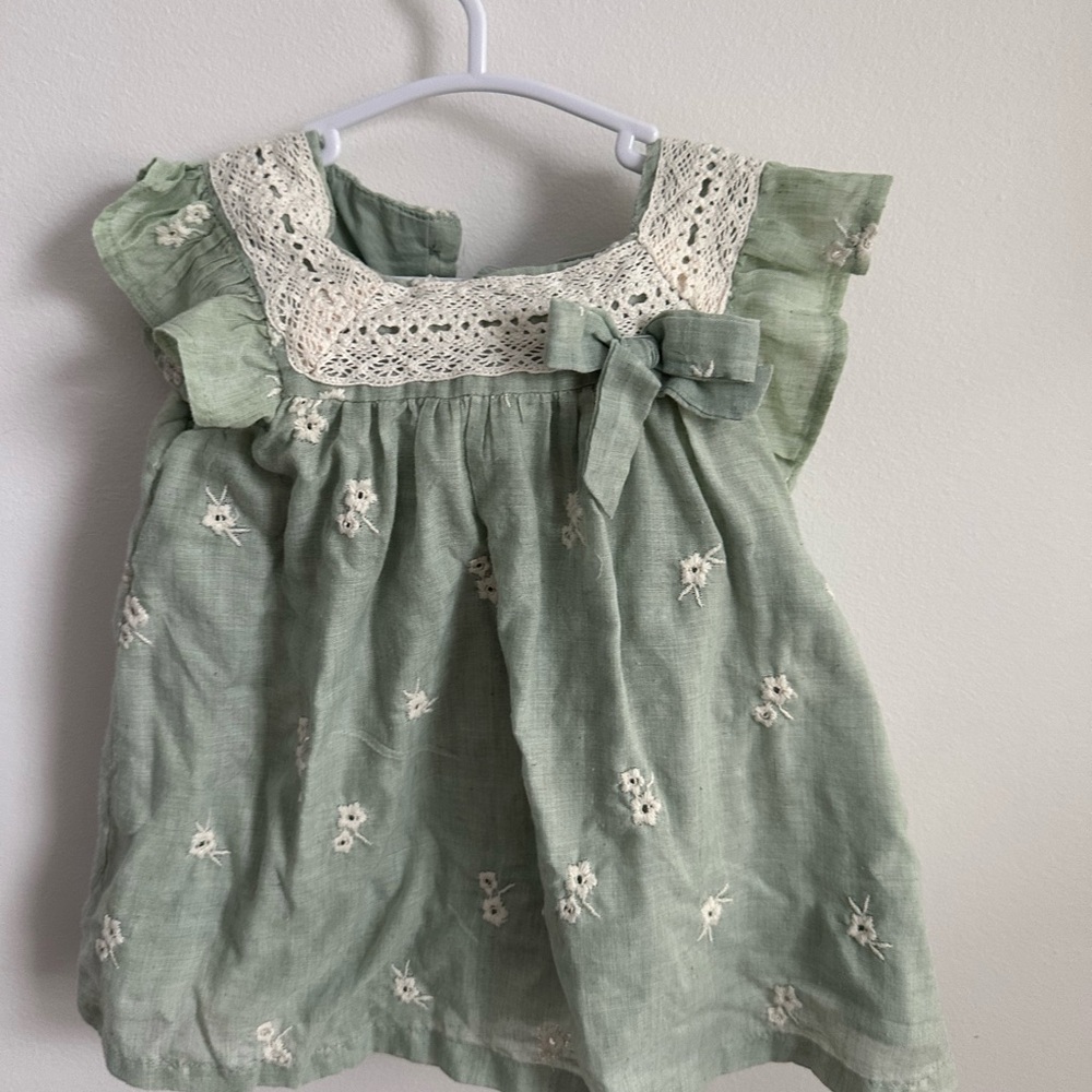 Rare Editions Sage Dress with Lace Accents